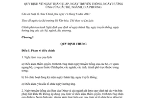 Nghị định 111/2018/NĐ-CP quy định về ngày thành lập ngày truyền thống của bộ ngành địa phương
