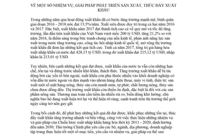 Chỉ thị 25/CT-TTg 2018 một số nhiệm vụ giải pháp phát triển sản xuất thúc đẩy xuất khẩu