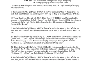 Công văn 16607/QLD-ĐK 2018 đính chính quyết định cấp số đăng ký