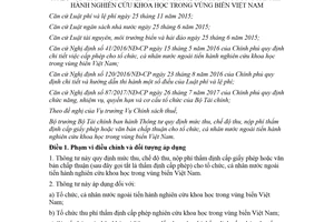 Thông tư 79/2018/TT-BTC phí thẩm định cấp phép tổ chức nước ngoài nghiên cứu khoa học trên biển