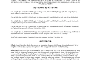 Quyết định 1155/QĐ-BXD 2018 công bố thủ tục hành chính hoạt động xây dựng Bộ Xây dựng