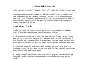 Chương trình phối hợp 750/CTr-BGDĐT-TWDTN 2018 giữa ngành Giáo dục với Đoàn Thanh niên