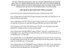 Quyết định 2065/QĐ-UBND 2018 công bố thủ tục khoa học công nghệ thuộc Sở Khoa học An Giang