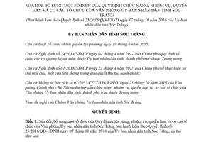 Quyết định 19/2018/QĐ-UBND nhiệm vụ quyền hạn của Văn phòng Ủy ban nhân dân tỉnh Sóc Trăng