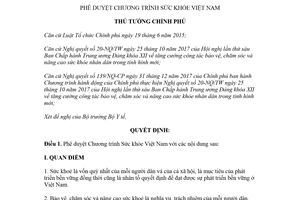 Quyết định 1092/QĐ-TTg 2018 phê duyệt Chương trình Sức khỏe Việt Nam