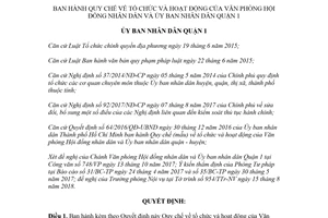 Quyết định 06/2018/QĐ-UBND Quy chế tổ chức Văn phòng Hội đồng nhân dân Quận 1 Hồ Chí Minh