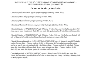 Quyết định 10/2018/QĐ-UBND Quy chế hoạt động của Phòng Lao động quận Gò Vấp Hồ Chí Minh