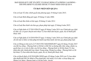 Quyết định 02/2018/QĐ-UBND Quy chế của Phòng Lao động quận 6 Hồ Chí Minh