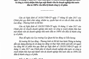 Thông tư 07/2018/TT-BLĐTBXH hướng dẫn xây dựng phương án sử dụng lao động khi cổ phần hóa