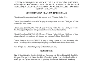 Quyết định 2107/QĐ-UBND 2018 thủ tục thực hiện tiếp nhận tại bộ phận một cửa Ủy ban xã An Giang