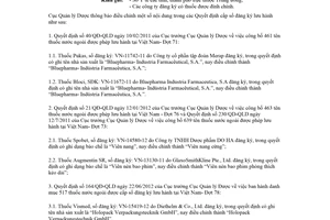 Công văn 16965/QLD-ĐK 2018 đính chính Quyết định cấp số đăng ký thuốc nước ngoài