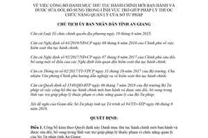 Quyết định 1866/QĐ-UBND 2018 công bố thủ tục hành chính trợ giúp pháp lý Sở Tư pháp An Giang