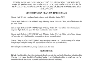 Quyết định 2089/QĐ-UBND 2018 thủ tục tiếp nhận tại bộ phận một cửa Ủy ban huyện An Giang