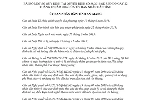 Quyết định 23/2018/QĐ-UBND bãi bỏ Quyết định 88/2016/QĐ-UBND An Giang