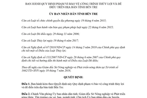 Quyết định 36/2018/QĐ-UBND Quy định phạm vi bảo vệ công trình thủy lợi đê điều Bến Tre