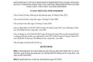 Quyết định 21/2018/QĐ-UBND trách nhiệm đối với cán bộ quản lý bồi dưỡng cán bộ Ninh Bình