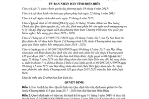 Quyết định 33/2018/QĐ-UBND Quy định tiêu chí phân bổ vốn thuộc Chương trình 135 Điện Biên