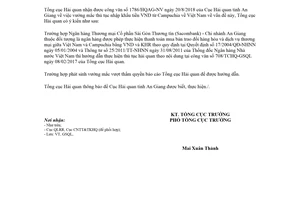 Công văn 5116/TCHQ-GSQL 2018 vướng mắc thủ tục nhập khẩu tiền VND từ Campuchia về Việt Nam