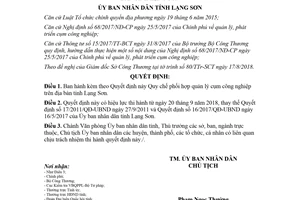 Quyết định 51/2018/QĐ-UBND Quy chế phối hợp quản lý cụm công nghiệp Lạng Sơn