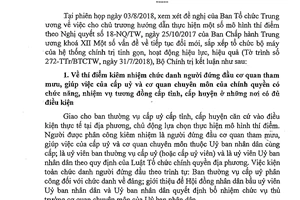 Kết luận 34-KL/TW 2018 thực hiện Nghị quyết 18-NQ/TW về sắp xếp tổ chức bộ máy chính trị tinh gọn