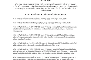 Quyết định 32/2018/QĐ-UBND sửa đổi Quyết định 12/2016/QĐ-UBND Hồ Chí Minh