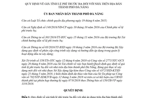 Quyết định 27/2018/QĐ-UBND giá tính lệ phí trước bạ đối với nhà Đà Nẵng