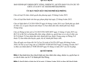 Quyết định 25/2018/QĐ-UBND chức năng nhiệm vụ quyền hạn và cơ cấu tổ chức Sở Y tế Hải Phòng