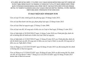 Quyết định 24/2018/QĐ-UBND sửa đổi Bảng giá tính thuế tài nguyên rừng tự nhiên Kon Tum