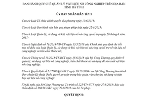 Quyết định 30/2018/QĐ-UBND Quy chế quản lý vật liệu nổ công nghiệp Hà Tĩnh