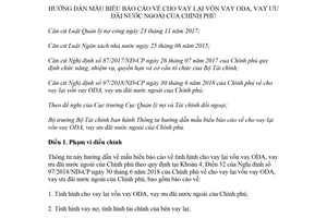 Thông tư 80/2018/TT-BTC hướng dẫn mẫu biểu báo cáo về cho vay lại vốn vay ODA của Chính phủ