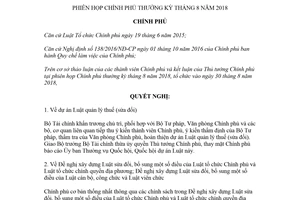 Nghị quyết 119/NQ-CP 2018 phiên họp Chính phủ thường kỳ tháng 8