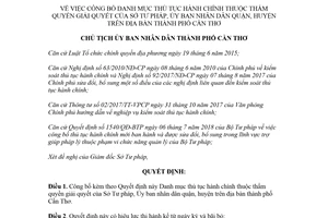 Quyết định 1957/QĐ-UBND 2018 thủ tục hành chính thuộc thẩm quyền Sở Tư pháp Cần Thơ