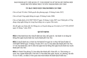 Quyết định 2044/QĐ-UBND 2018 quy chế quản lý hệ thống Hội nghị truyền hình trực tuyến Cần Thơ