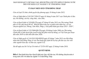 Quyết định 984/QĐ-UBND 2018 Quy chế đào tạo chuyên môn nhân lực ngành Y tế Đồng Tháp