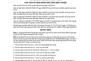 Quyết định 1305/QĐ-UBND 2018 công bố thủ tục thuộc thẩm quyền Sở Công Thương Ninh Thuận