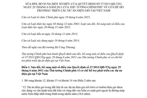 Quyết định 39/2018/QĐ-TTg sửa đổi Quyết định 37/2011/QĐ-TTg cơ chế hỗ trợ các dự án điện gió