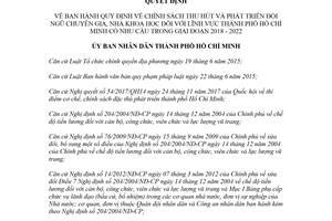 Quyết định 31/2018/QĐ-UBND chính sách thu hút chuyên gia nhà khoa học Hồ Chí Minh