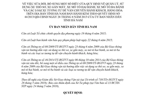 Quyết định 33/2018/QĐ-UBND sửa đổi Quyết định 44/2013/QĐ-UBND Hà Nam