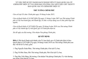 Quyết định 1124/QĐ-TTg 2018 phê duyệt Danh sách thành viên Ủy ban Quốc gia Chính phủ điện tử