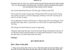 Thông tư 22/2018/TT-NHNN hồ sơ chấp thuận danh sách dự kiến nhân sự của ngân hàng thương mại