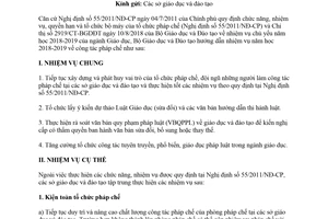 Công văn 4073/BGDĐT-PC 2018 hướng dẫn nhiệm vụ năm học về công tác pháp chế