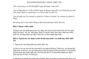 Thông tư 19/2018/TT-BYT danh mục thuốc thiết yếu