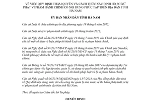 Quyết định 35/2018/QĐ-UBND xác định hồ sơ xử phạt hành chính phức tạp Hà Nam