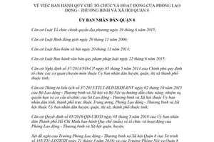 Quyết định 01/2018/QĐ-UBND Quy chế hoạt động Phòng Lao động Quận 8 Hồ Chí Minh