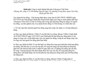 Công văn 241/QHLĐTL-CSLĐ 2018 thực hiện hợp đồng lao động