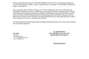 Công văn 131/BXD-HĐXD 2018 chứng chỉ năng lực hoạt động xây dựng