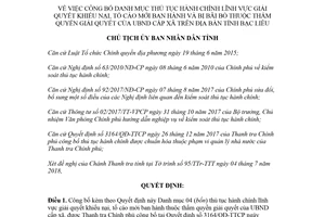 Quyết định 1403/QĐ-UBND 2018 thủ tục giải quyết khiếu nại tố cáo thuộc Ủy ban cấp xã Bạc Liêu