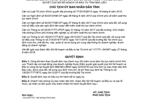 Quyết định 1625/QĐ-UBND 2018 thủ tục lĩnh vực Thành lập doanh nghiệp thuộc Sở Kế hoạch Bạc Liêu