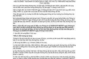Thông tư 49/2018/TT-BGTVT sửa đổi Thông tư 35/2012/TT-BGTVT lắp đặt báo hiệu kilômét địa danh