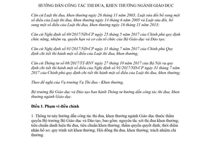 Thông tư 22/2018/TT-BGDĐT hướng dẫn công tác thi đua khen thưởng ngành Giáo dục